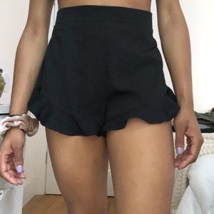 Boohoo Black Flare Hem Shorts